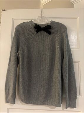 J. Crew Grey Crewneck Sweater with Black Bow